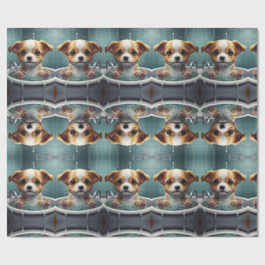 バスタイムバスタブの中で動物をバスタイム ラッピングペーパー (フラット)