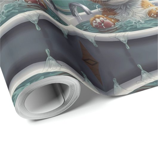バスタイムバスタブの中で動物をバスタイム ラッピングペーパー (ロールコーナー)