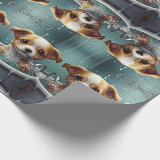 バスタイムバスタブの中で動物をバスタイム ラッピングペーパー (角)