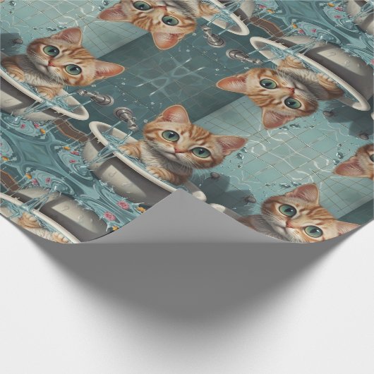 バスタイムバスタブの中で動物をバスタイム ラッピングペーパー (角)