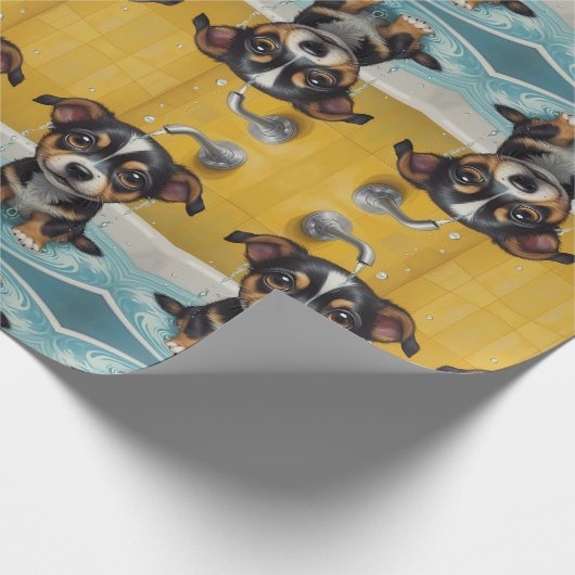 バスタイムバスタブの中で動物をバスタイム ラッピングペーパー (角)