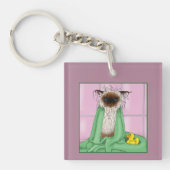 バスタイム猫トリマービジネスロゴ キーホルダー (正面)