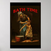 バスタイム、ヴィンテージ少年の洗面器。 ポスター (正面)