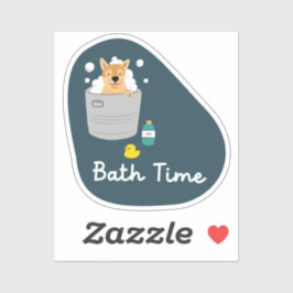 "バスタイム"犬のリマ気にイとアクア シール