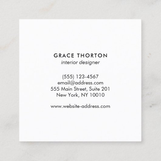 バスタイリッシュルモダングンディプロフェッショナル設計者 スクエア名刺 (裏面)