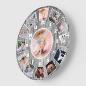 バスタイリッシュレエグレーと白の写真コラージュ ラージ壁時計 (傾斜)