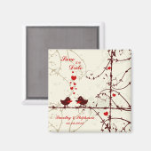 バスタイリッシューモダンルつる植物鳥は日付磁石を保存する マグネット (正面/裏面)