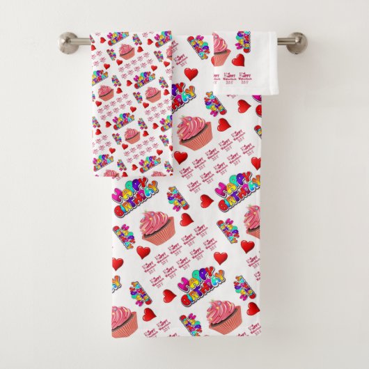 バスタオオルセットハッピーバースデーハッピーバレンタイン バスタオルセット (インサイチュ)