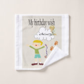 バスタオオルセットハッピーバースデー希望の犬 バスタオルセット (ウォッシュタオル)