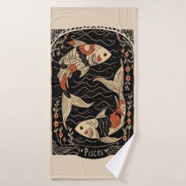 バスタオオルピセスシナ〔占星術の〕十二宮図アート バスタオル