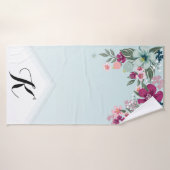 バスタオパーソナライズされたル熱帯花オンブルーO バスタオル (バスタオル)