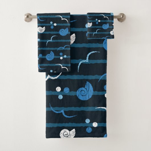 バスタオルセットシーガル，貝殻，点状海デザイン バスタオルセット (インサイチュ)