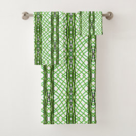 バスタオルセット緑、黒、白い織り バスタオルセット