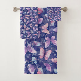 バスタオルセット蝶パターン#1 バスタオルセット