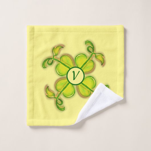バスタオルセット – アイビー葉とイエローモノグラム (ウォッシュタオル)