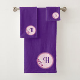 バスタオルセット – イニシャルの追加 – 紫