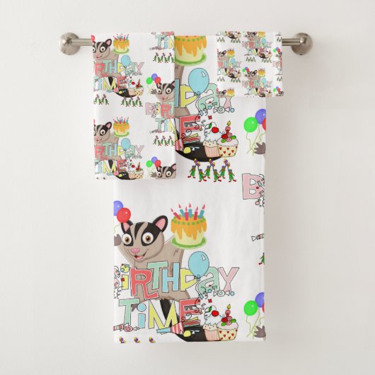 バスタオルセット、ハッピーバースデーポッサムケーキ バスタオルセット (インサイチュ)