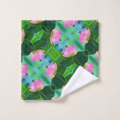 バスタオルセット – ピンクロータス抽象芸術 (ウォッシュタオル)