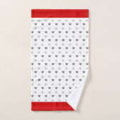 バスタオル赤と白セット上の灰色のハート バスタオルセット (ハンドタオル)