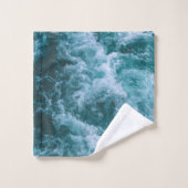 バスタオル：海、海、波、青、シアン バスタオルセット (ウォッシュタオル)