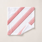 バスタオル – 赤い対角線の色ストライプ色 バスタオルセット (ウォッシュタオル)