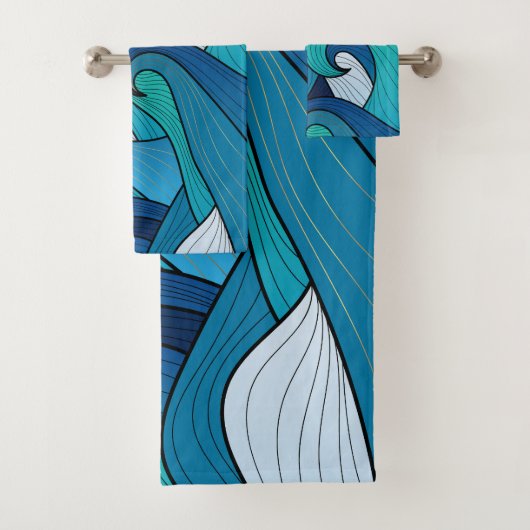 バスタオル – 青い花 バスタオルセット (インサイチュ)