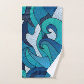 バスタオル – 青い花 バスタオルセット (ハンドタオル)