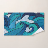 バスタオル – 青い花 バスタオルセット (ハンドタオル)