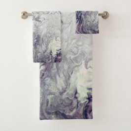 バスタオルSetPurpleとGrey Swirl Home Decor バスタオルセット
