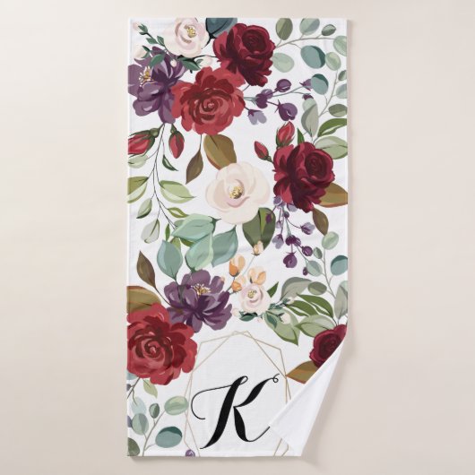 バスタパーソナライズされたオル白バラ金ゴールド幾何学的 バスタオル (バスタオル)