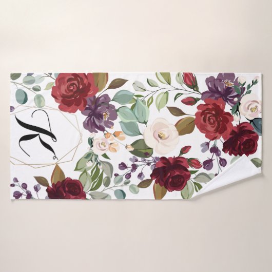 バスタパーソナライズされたオル白バラ金ゴールド幾何学的 バスタオル (バスタオル)