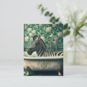 バスタブおもしろいフローラバスルームのゼブラ ポストカード (スタンド正面)