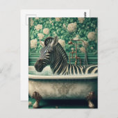 バスタブおもしろいフローラバスルームのゼブラ ポストカード (正面/裏面)
