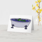 バスタブおもしろいマンガのワニ カード (黄色い花)