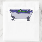 バスタブおもしろいマンガのワニ 長方形シール (バッグ)