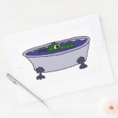 バスタブおもしろいマンガのワニ 長方形シール (封筒)