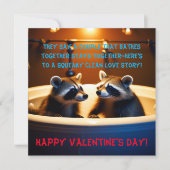 バスタブで楽しいバレンタインデーの可愛いラクダワシ シーズンカード (正面)