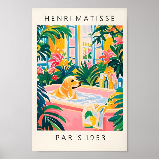 バスタブにベージュラブラドール、ドッグアートプリントおもしろい、Ba ポスター (正面)