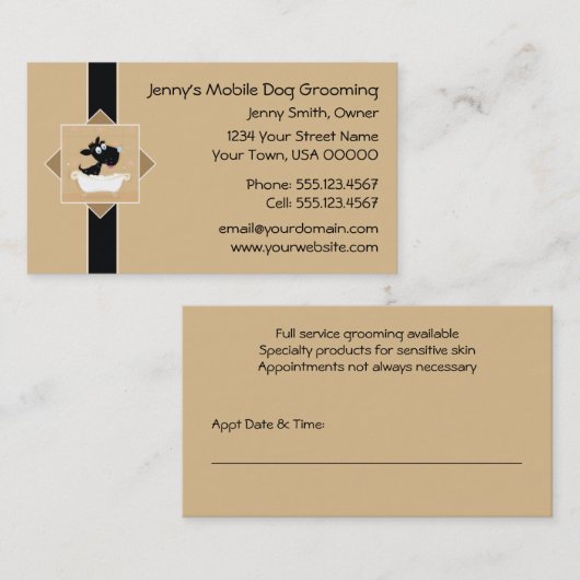 バスタブに可愛い犬ペット犬トリマーアポイントメント | 予約カード (正面/裏面)