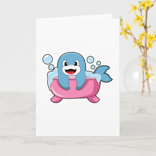 バスタブのイルカ カード (黄色い花)