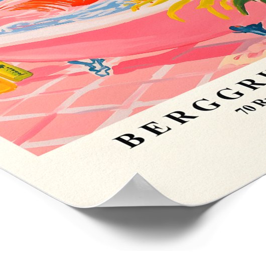 バスタブのフラミンゴおもしろいポスター、ピンクのバスルームWa ポスター (角)