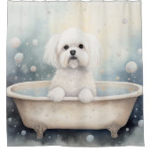 バスタブの中でコトンドゥチュラエ水彩犬アート シャワーカーテン (正面)