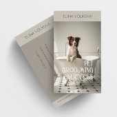 バスタブの中で犬を飼うペットグルーミングサービスグレー 名刺