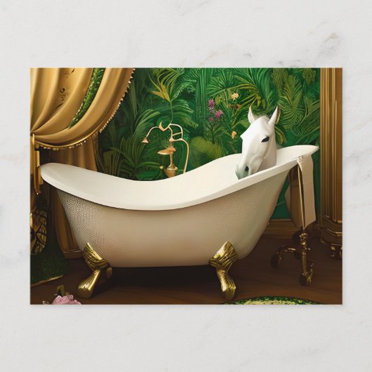 バスタブの中で白い馬 ポストカード (正面)