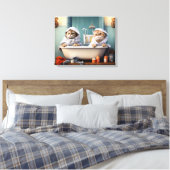 バスタブの中にかわいい猫カップル キャンバスプリント (インサイチュ (寝室))