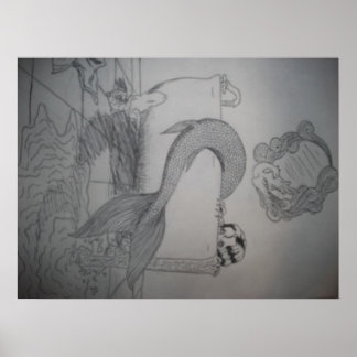 バスタブの中のゴシック様式の人魚のポスター ポスター