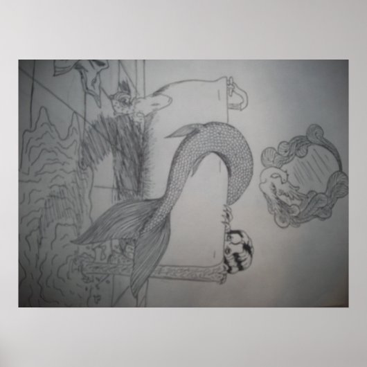 バスタブの中のゴシック様式の人魚のポスター ポスター (正面)