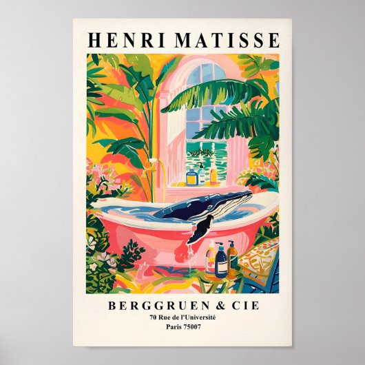 バスタブの中のザトウクジラのポスター、ビーチドーパミン ポスター (正面)