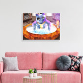 バスタブの中の灰色の猫 キャンバスプリント (インサイチュ (リビング))