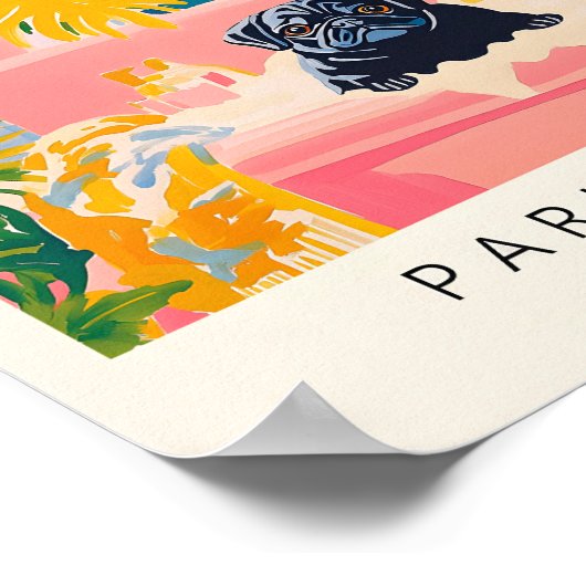 バスタブの黒いパグ、おもしろいDo用バスルームポスター ポスター (角)